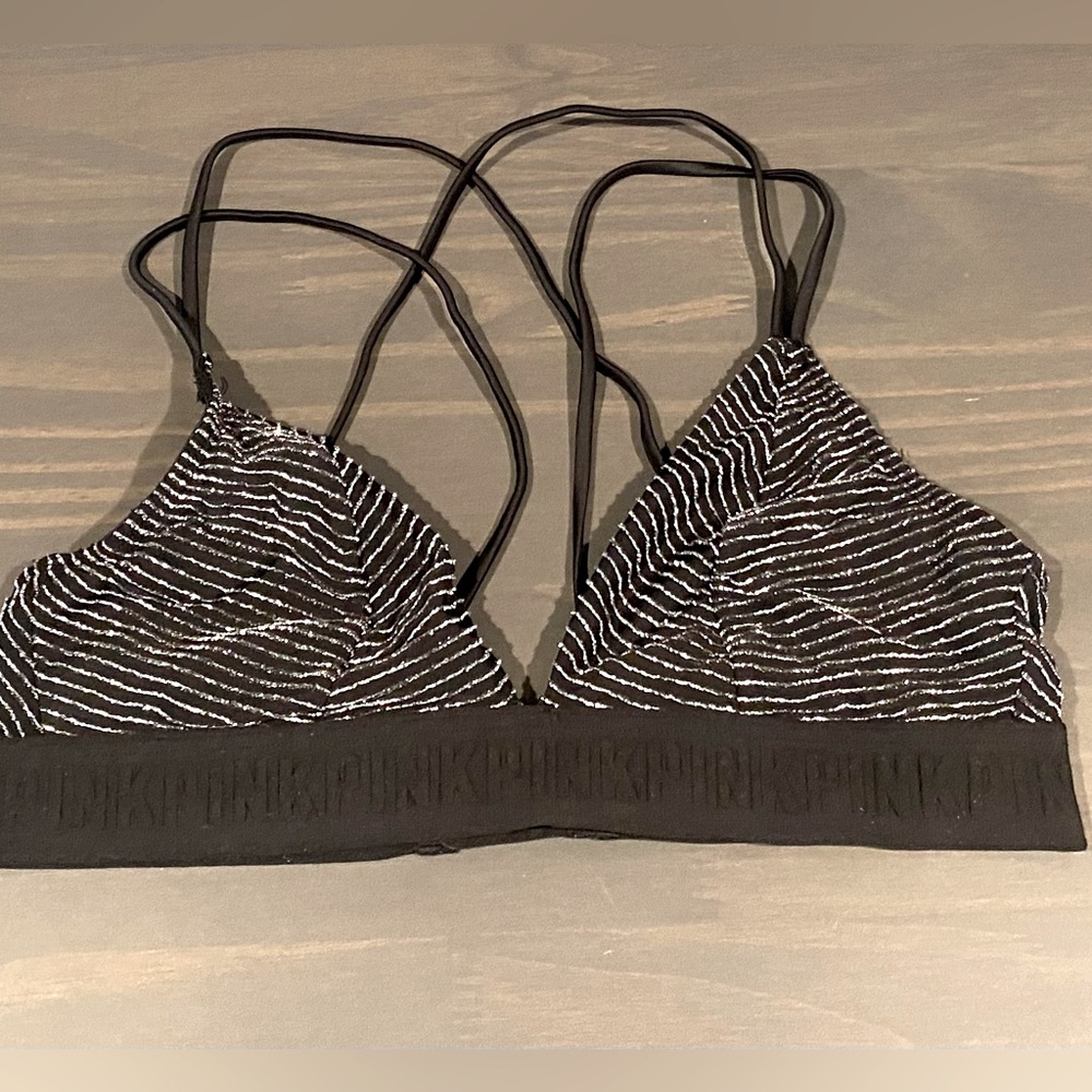 Pink unlined wireless triangle bralette